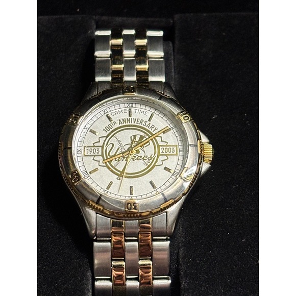New York Yankees 100th Anniversary Game Time Watch Mens Two Tone Silver Gold